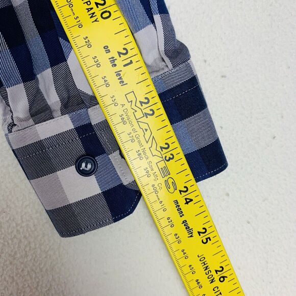 JARED LANG Women's Blue White Plaid Long Sleeve Button Down 100% Cotton Shirt XL - Picture 8 of 9